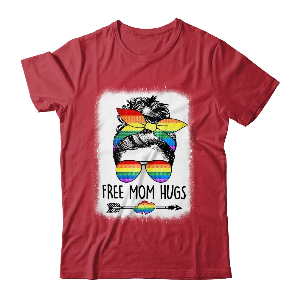Free Mom Hugs Messy Bun Rainbow LGBT Gay Pride LGBTQ Rainbow Shirt & Tank Top | siriusteestore