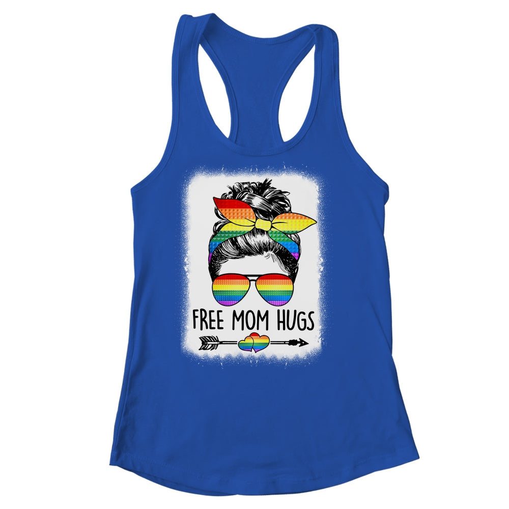 Free Mom Hugs Messy Bun Rainbow LGBT Gay Pride LGBTQ Rainbow Shirt & Tank Top | siriusteestore