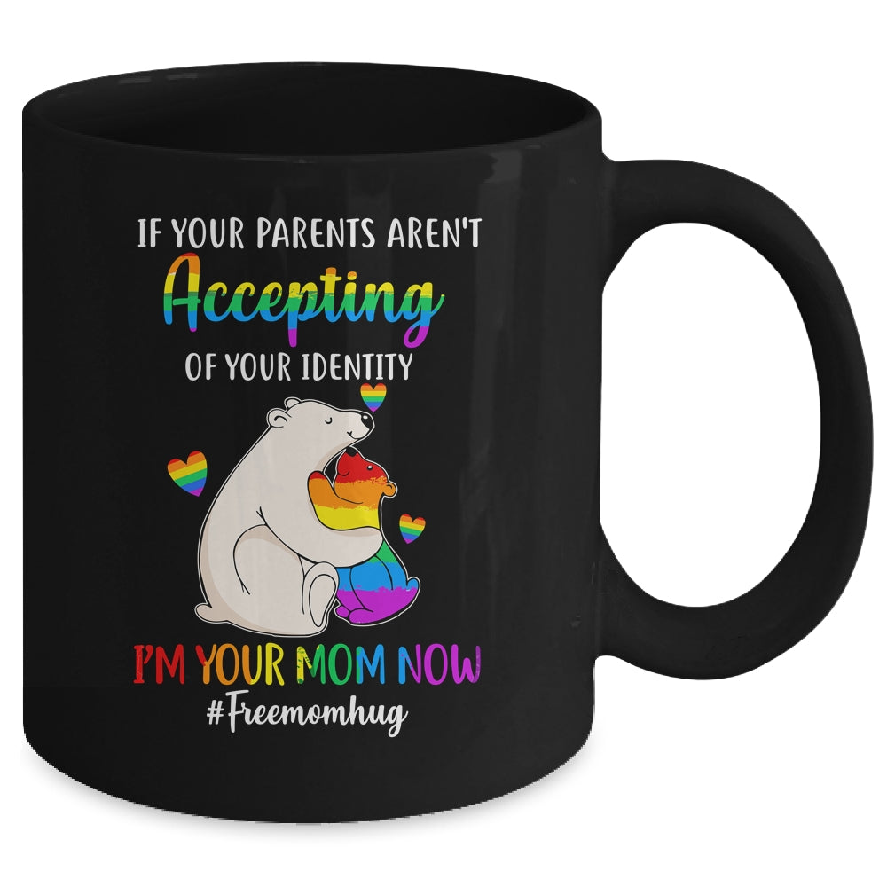 Free Mom Hugs Proud Bear Rainbow LGBT Gay Pride LGBTQ Mug | siriusteestore