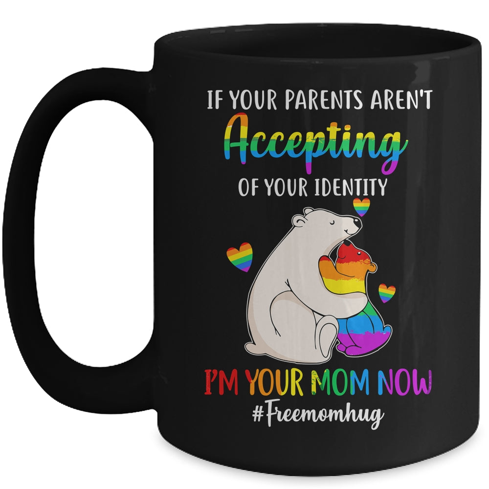 Free Mom Hugs Proud Bear Rainbow LGBT Gay Pride LGBTQ Mug | siriusteestore