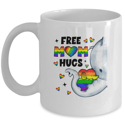 Free Mom Hugs Rainbow Elephant LGBT Pride Month Mug | siriusteestore