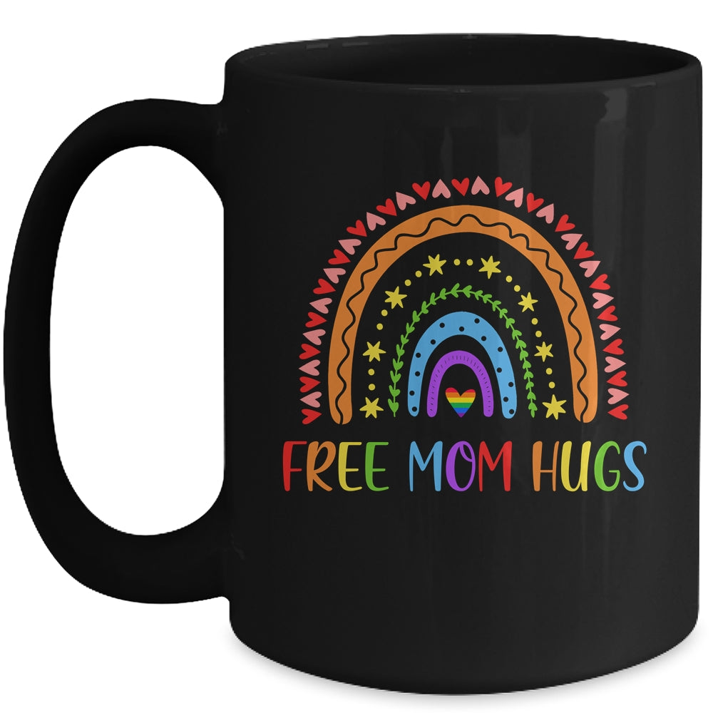 Free Mom Hugs Rainbow Heart Gay Pride LGBT Mug | siriusteestore
