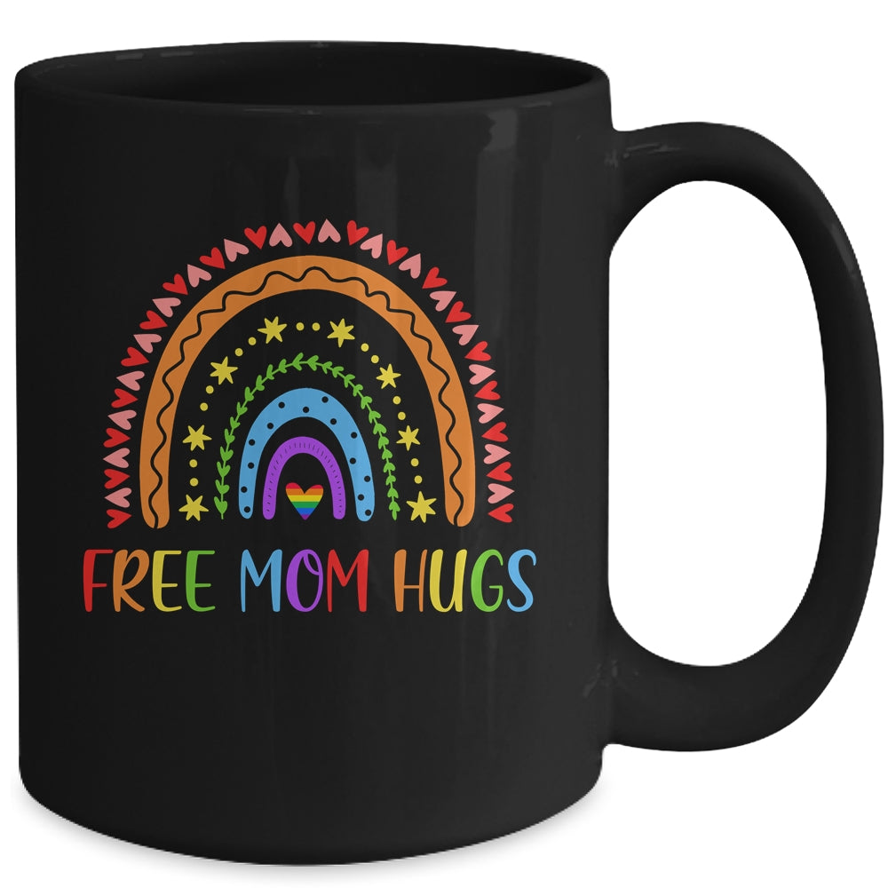 Free Mom Hugs Rainbow Heart Gay Pride LGBT Mug | siriusteestore