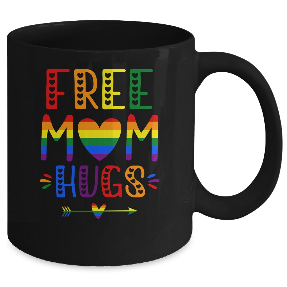 Free Mom Hugs Rainbow Heart LGBT Pride Month Mug | siriusteestore