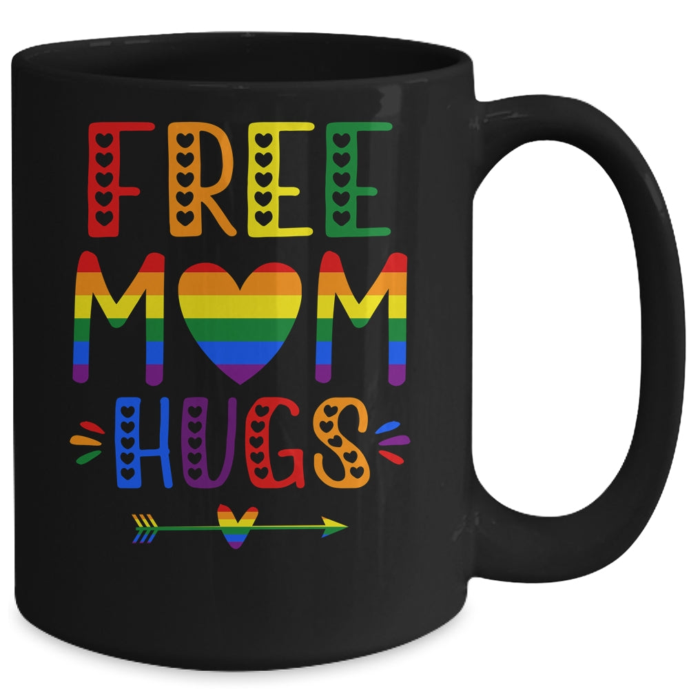 Free Mom Hugs Rainbow Heart LGBT Pride Month Mug | siriusteestore