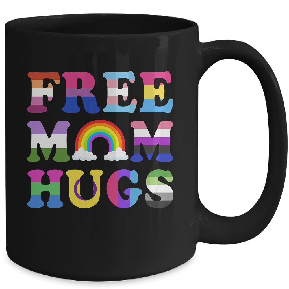 Free Mom Hugs Rainbow LGBT Lesbian Gay Pride Month Mug | siriusteestore
