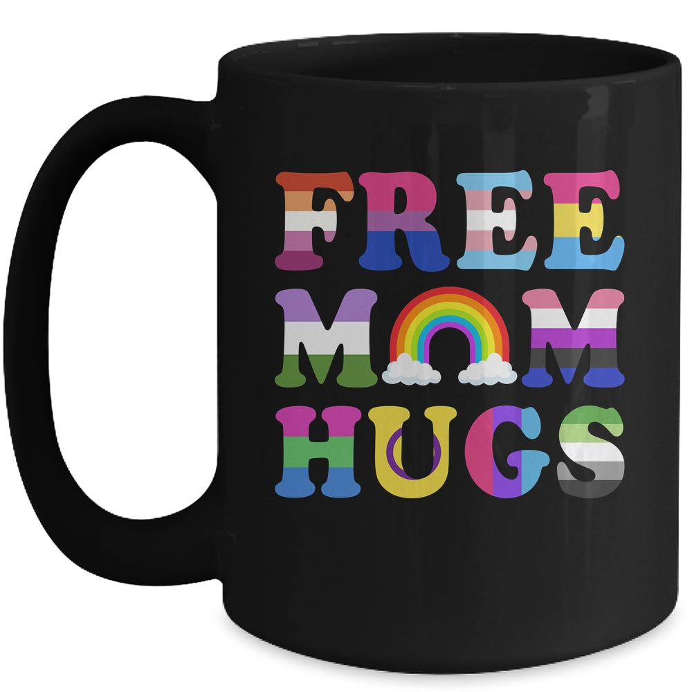 Free Mom Hugs Rainbow LGBT Lesbian Gay Pride Month Mug | siriusteestore
