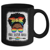 Free Sister Hugs Messy Bun LGBTQ Pride Month Black Women Mug | siriusteestore
