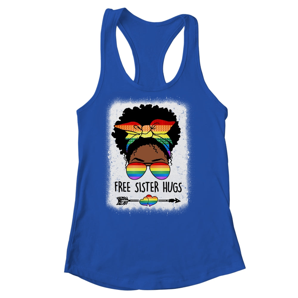 Free Sister Hugs Messy Bun LGBTQ Pride Month Black Women Shirt & Tank Top | siriusteestore
