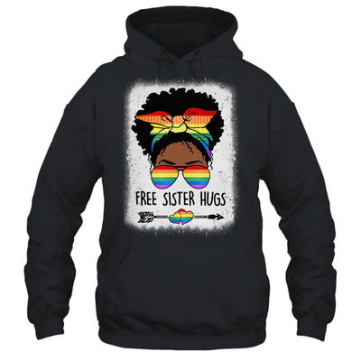 Free Sister Hugs Messy Bun LGBTQ Pride Month Black Women Shirt & Tank Top | siriusteestore