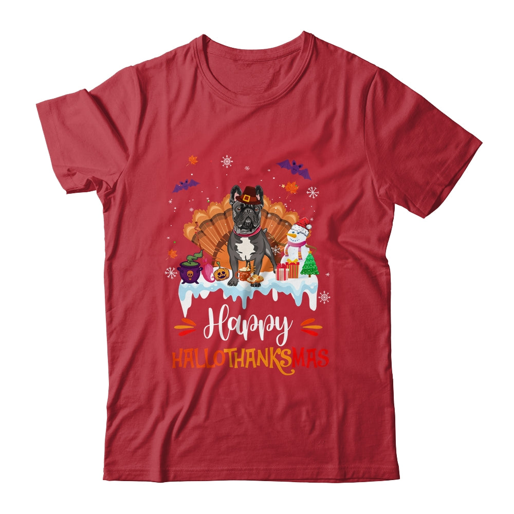 French Bulldog HalloThanksMas Halloween Thanksgiving Christmas Shirt & Sweatshirt | siriusteestore