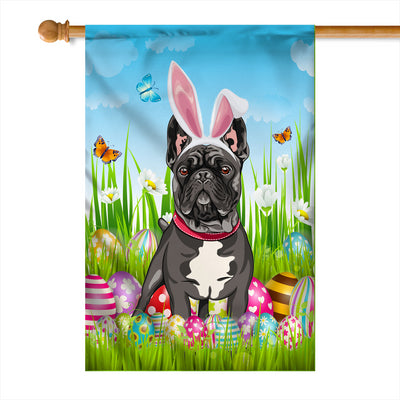 French Bulldog Happy Easter Day Holiday Flag Funny Dog Dog Wear Bunny Ears Headband Cute for Home Decor | siriusteestore