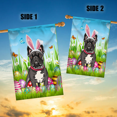 French Bulldog Happy Easter Day Holiday Flag Funny Dog Dog Wear Bunny Ears Headband Cute for Home Decor | siriusteestore