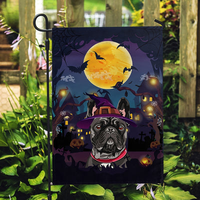 Frenchie Witch Halloween Flag Castle Background For Dog Lover Home | siriusteestore