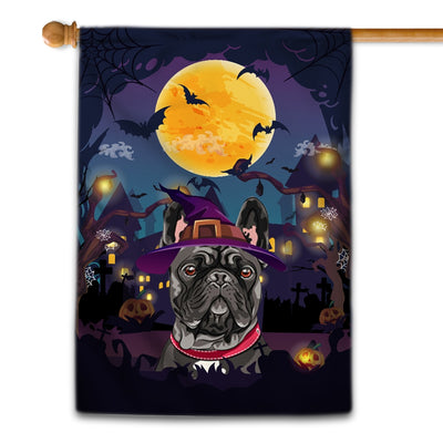 Frenchie Witch Halloween Flag Castle Background For Dog Lover Home | siriusteestore