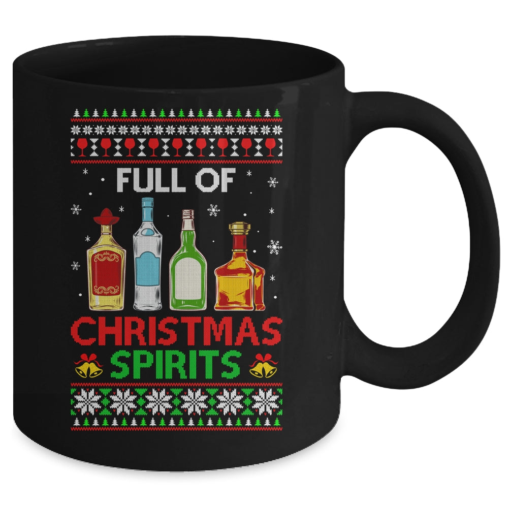 Full Of Christmas Spirits Funny Drinking Ugly Xmas Sweater Mug | siriusteestore