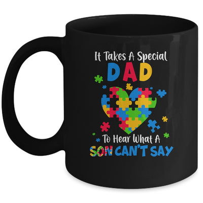 Fun Heart Puzzle Dad Autism Awareness Family Support Mug | siriusteestore