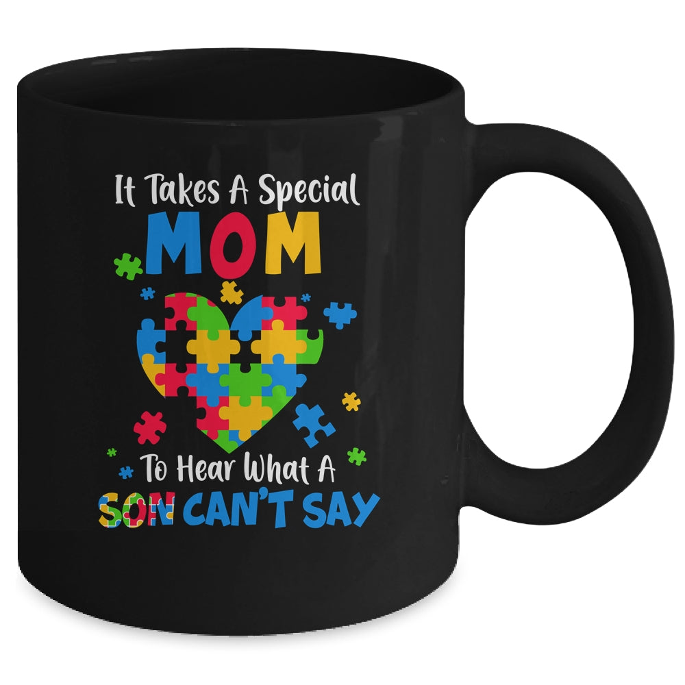 Fun Heart Puzzle Mom Autism Awareness Family Support Mug | siriusteestore