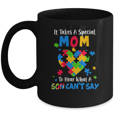 Fun Heart Puzzle Mom Autism Awareness Family Support Mug | siriusteestore