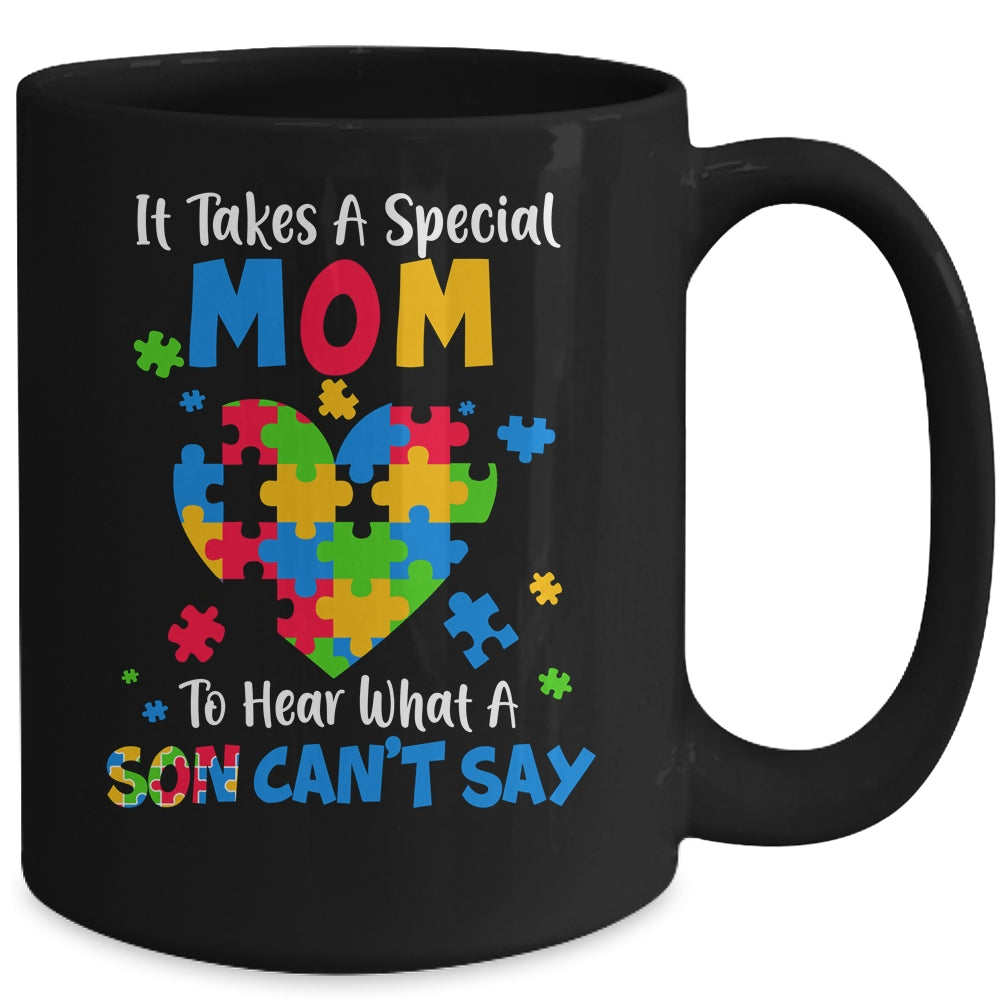 Fun Heart Puzzle Mom Autism Awareness Family Support Mug | siriusteestore