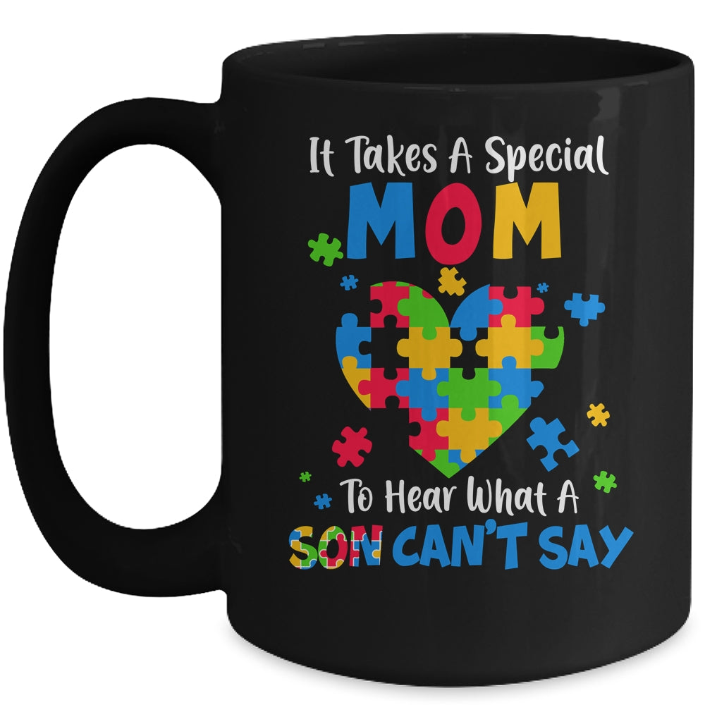 Fun Heart Puzzle Mom Autism Awareness Family Support Mug | siriusteestore