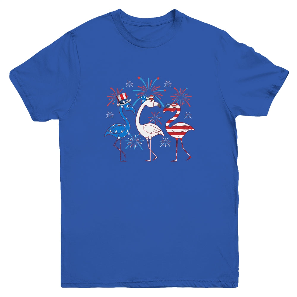 Funny 4th Of July Flamingo American Flag USA Independence Youth Shirt | siriusteestore
