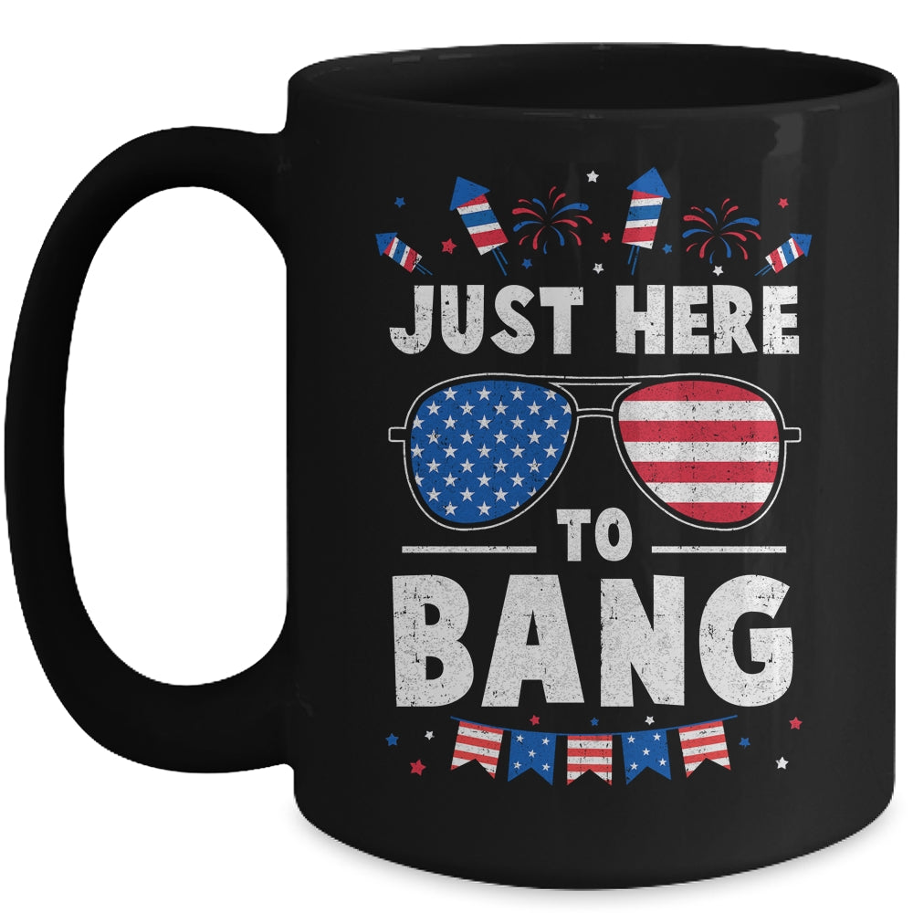 Funny 4th Of July I'm Just Here To Bang USA Flag Sunglasses Mug | siriusteestore