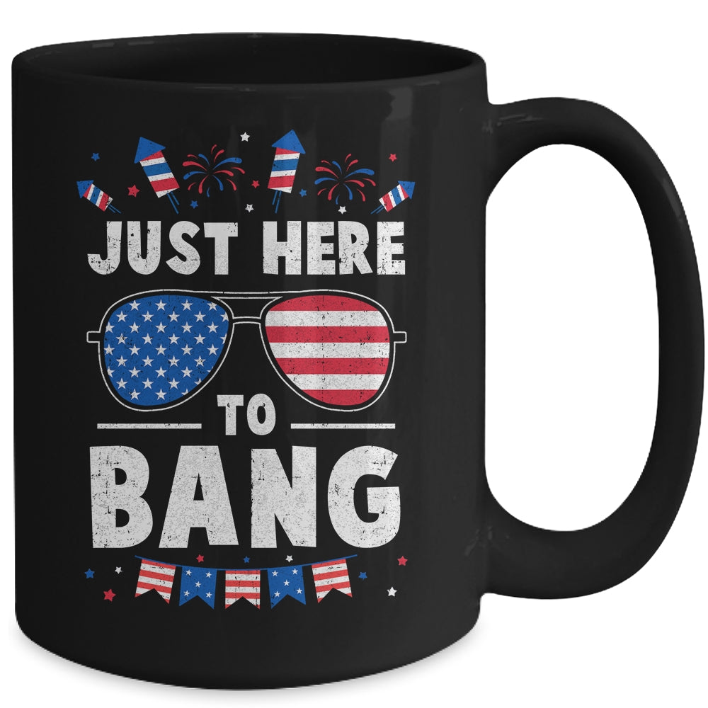 Funny 4th Of July I'm Just Here To Bang USA Flag Sunglasses Mug | siriusteestore