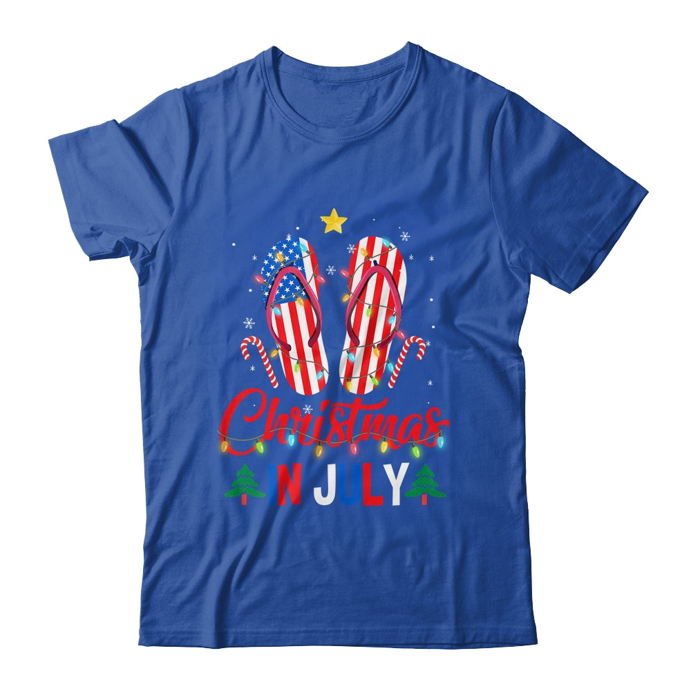 Funny American Flag Flip Flops Xmas Lights Christmas In July Shirt & Tank Top | siriusteestore