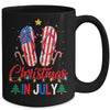 Funny American Flag Flip Flops Xmas Lights Christmas In July Mug | siriusteestore