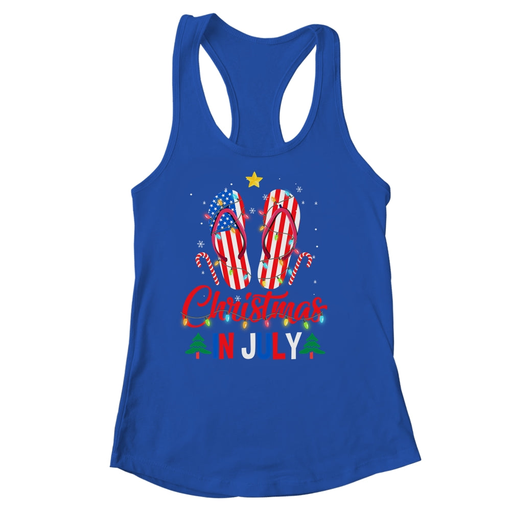 Funny American Flag Flip Flops Xmas Lights Christmas In July Shirt & Tank Top | siriusteestore