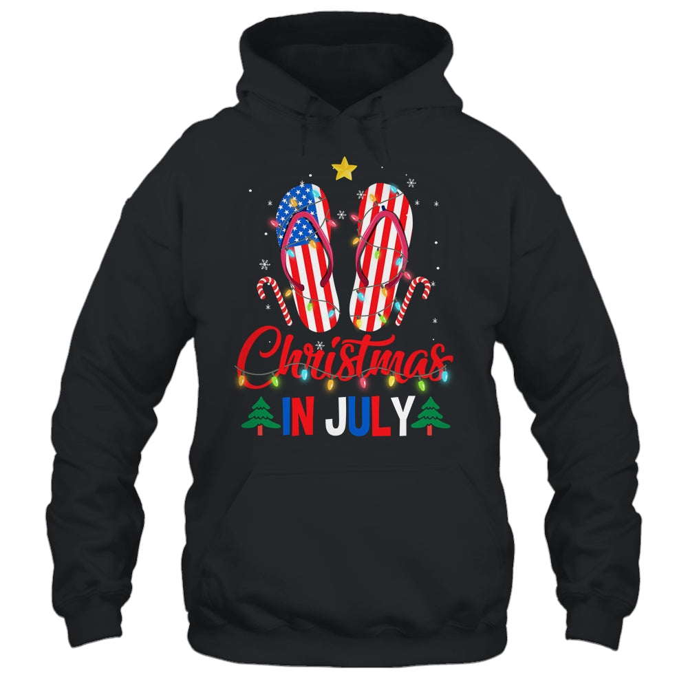 Funny American Flag Flip Flops Xmas Lights Christmas In July Shirt & Tank Top | siriusteestore