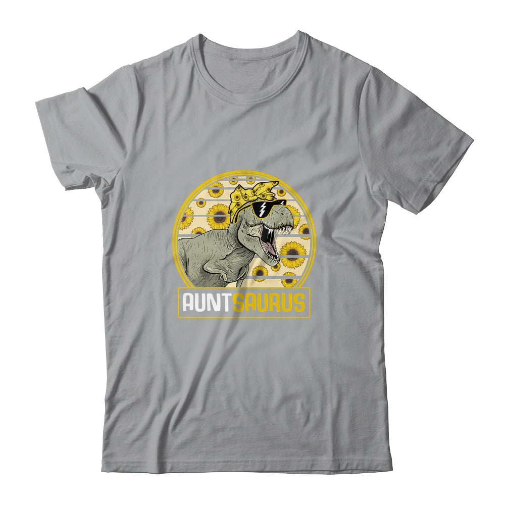 Funny Aunt Saurus Sunflower Dinosaur Aunt T Rex Shirt & Tank Top | siriusteestore