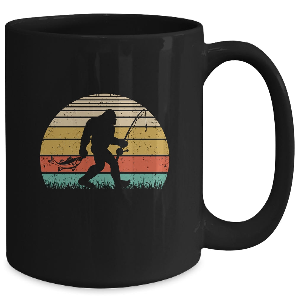 Funny Bigfoot Fishing Sasquatch Outdoor Retro Men Women Mug | siriusteestore