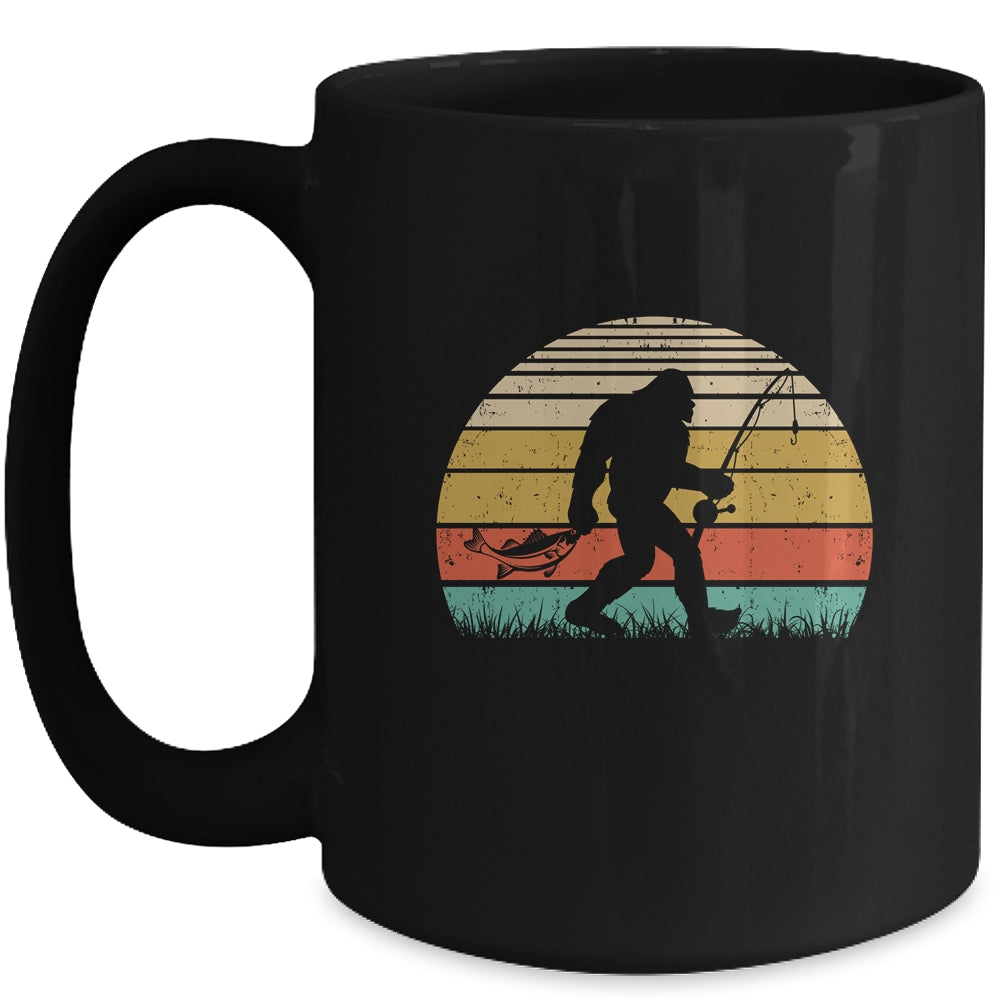 Funny Bigfoot Fishing Sasquatch Outdoor Retro Men Women Mug | siriusteestore