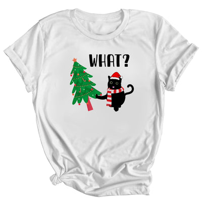 Funny Black Cat Gift Pushing Christmas Tree Over Cat What? Shirt & Sweatshirt | siriusteestore