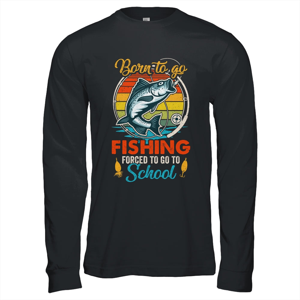 Funny Born to Go Fishing Bass Fish Fisherman Boys Kids Gift T-shirts unisex Tees Black/S