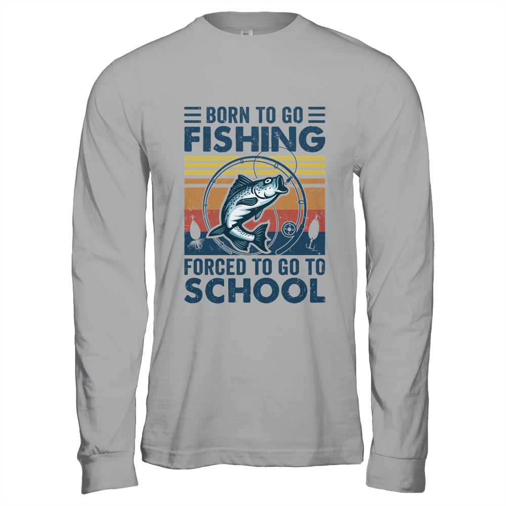 Funny Born to Go Fishing Bass Fish Fisherman for Boys Gift T-shirts Long Sleeve T-shirts Sport Grey/S