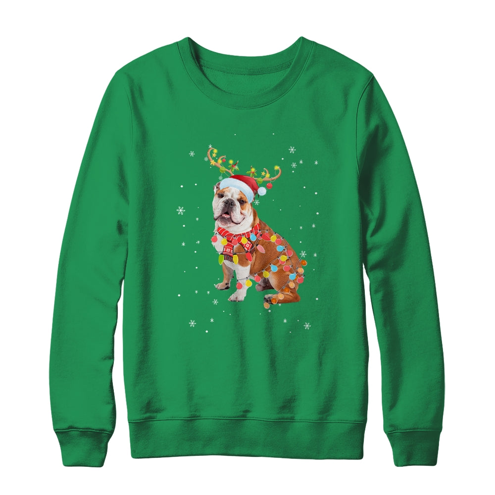 Funny Bulldog Christmas Tree Santa Reindeer Pajamas Shirt & Sweatshirt | siriusteestore