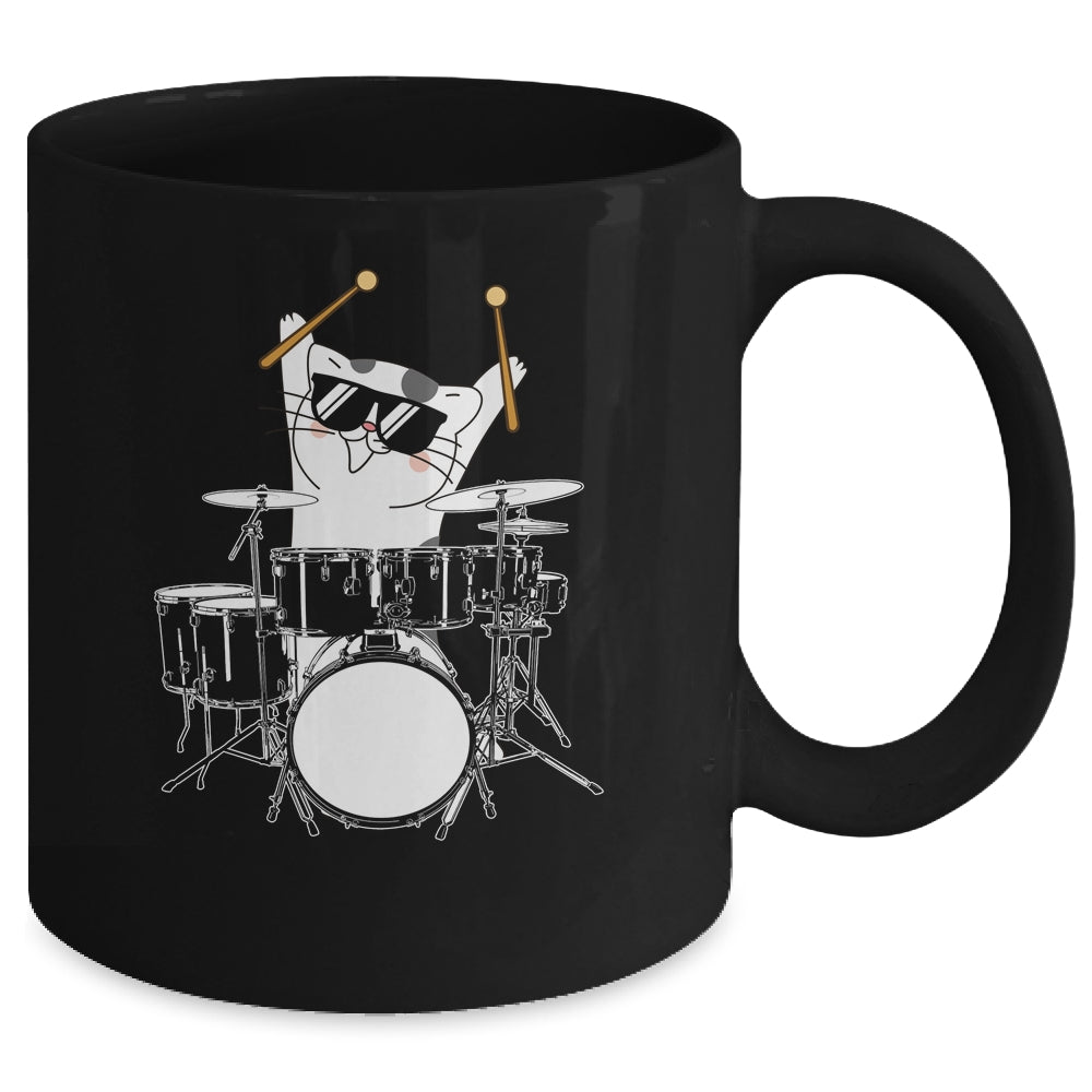 Funny Cat Drummer Funny Cat Drumkit Mug | siriusteestore