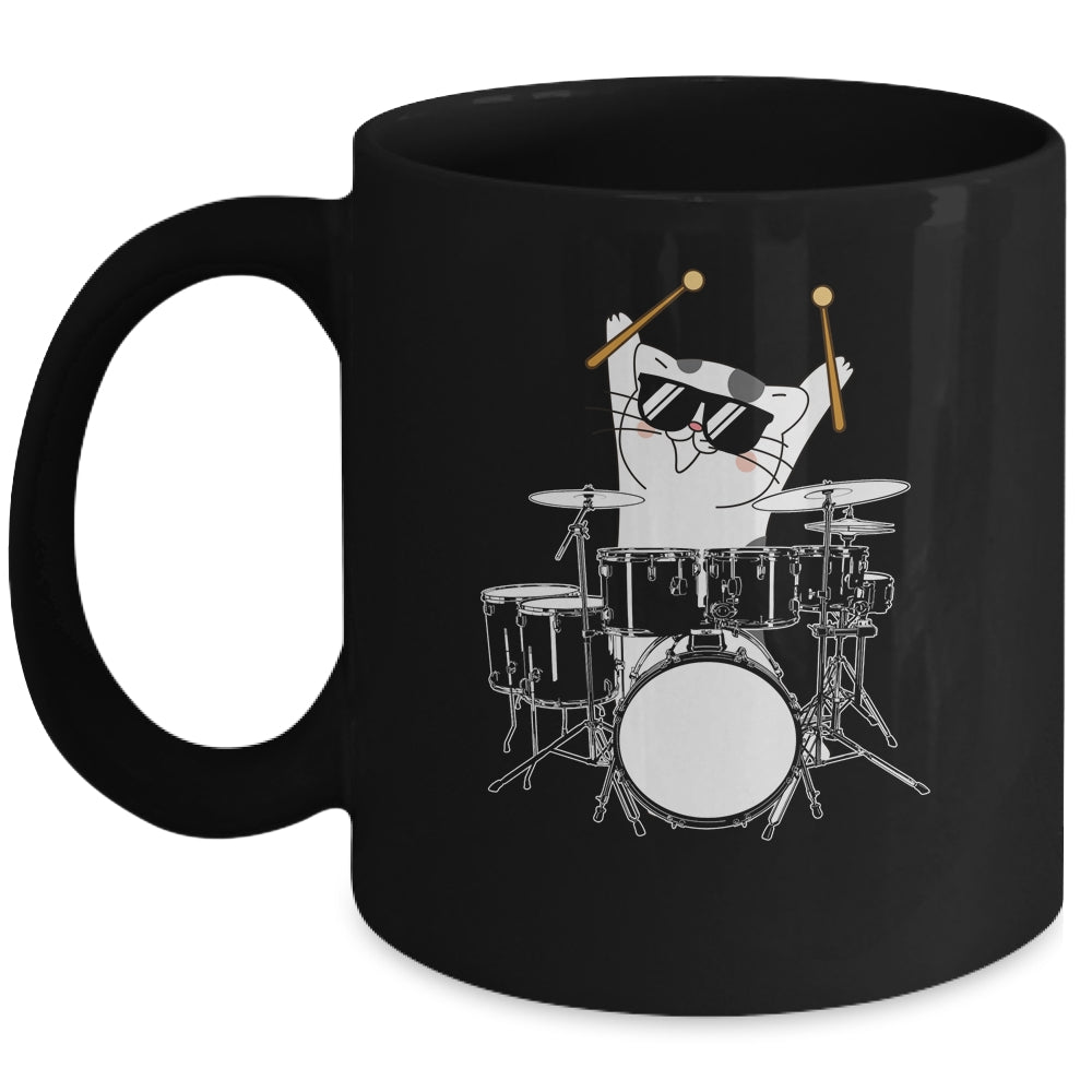 Funny Cat Drummer Funny Cat Drumkit Mug | siriusteestore