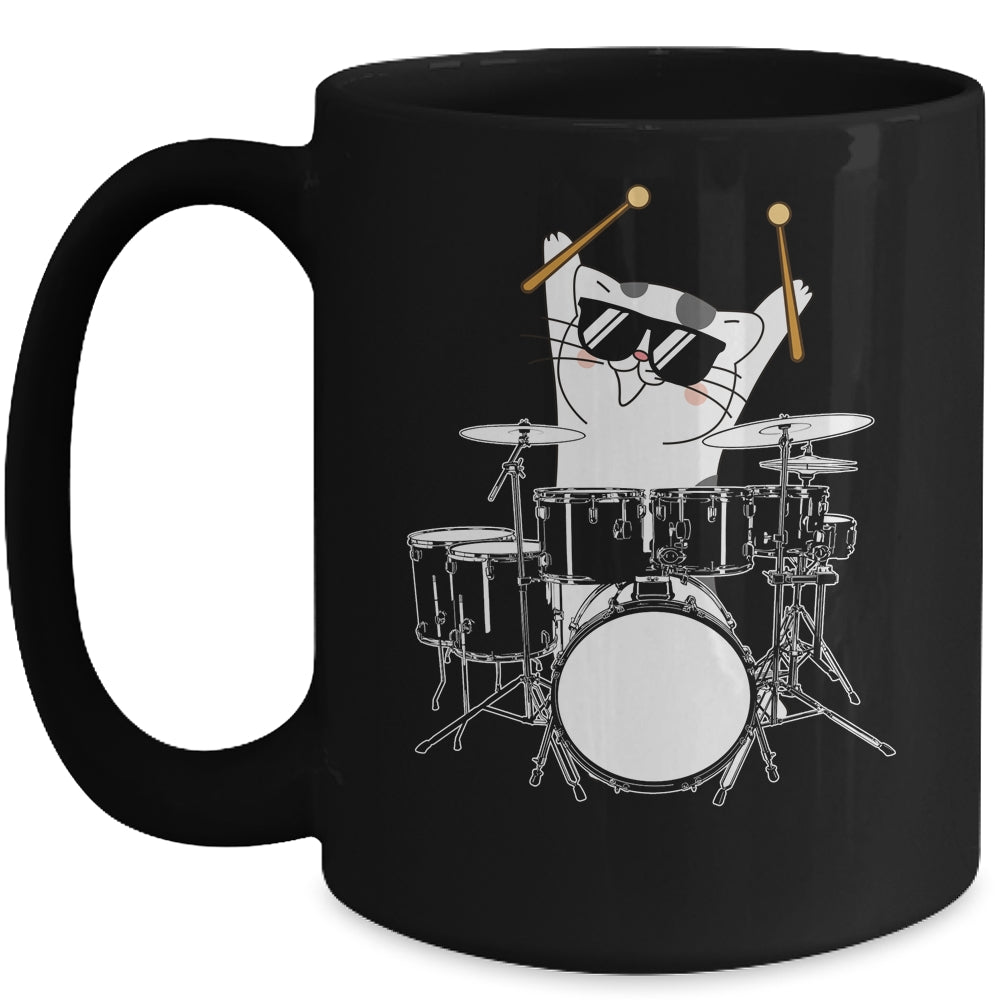 Funny Cat Drummer Funny Cat Drumkit Mug | siriusteestore
