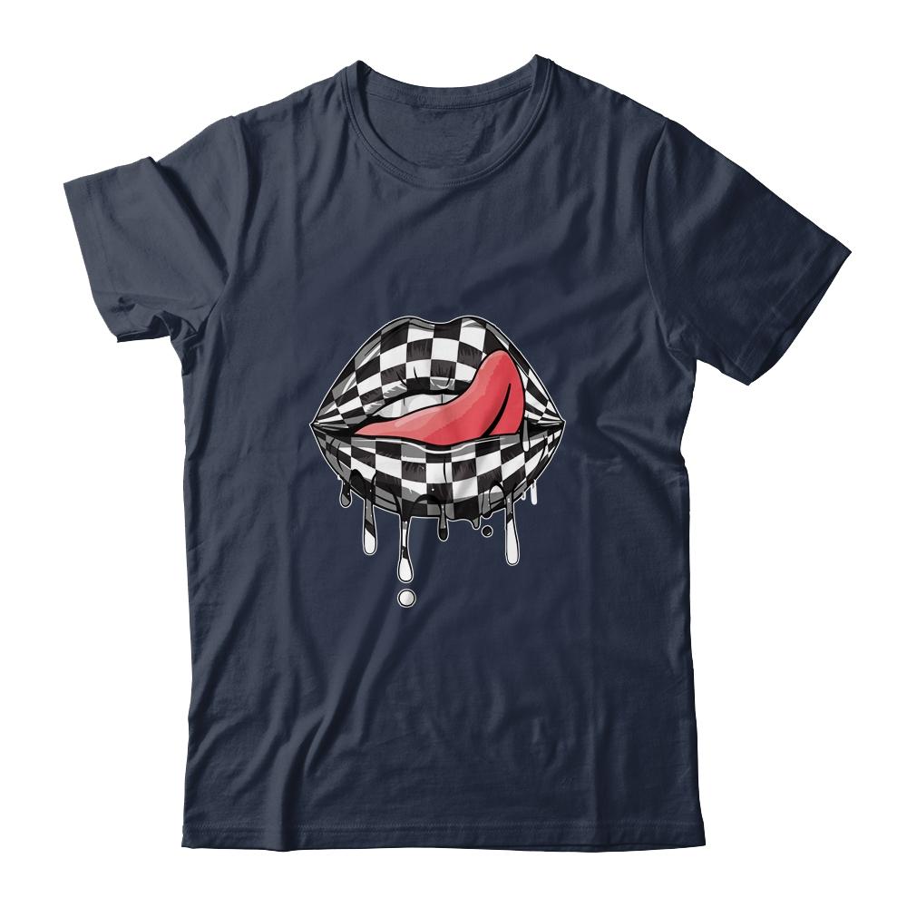 Funny Checkered Black White Lip Cute Checkerboard Women Shirt & Tank Top | Siriustee.com