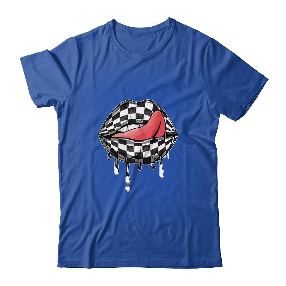 Funny Checkered Black White Lip Cute Checkerboard Women Shirt & Tank Top | Siriustee.com