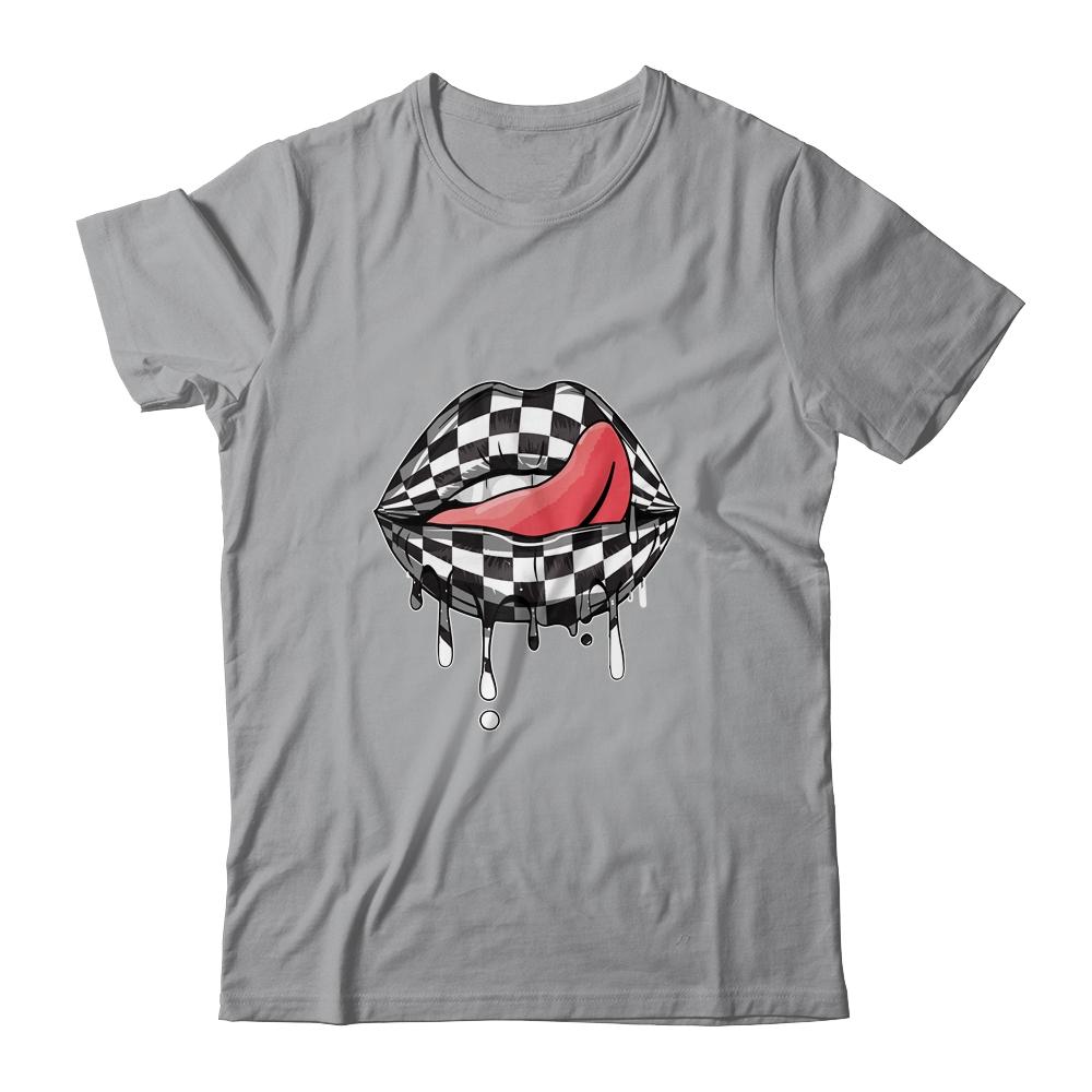 Funny Checkered Black White Lip Cute Checkerboard Women Shirt & Tank Top | Siriustee.com