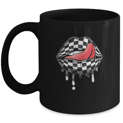 Funny Checkered Black White Lip Cute Checkerboard Women Mug | siriusteestore