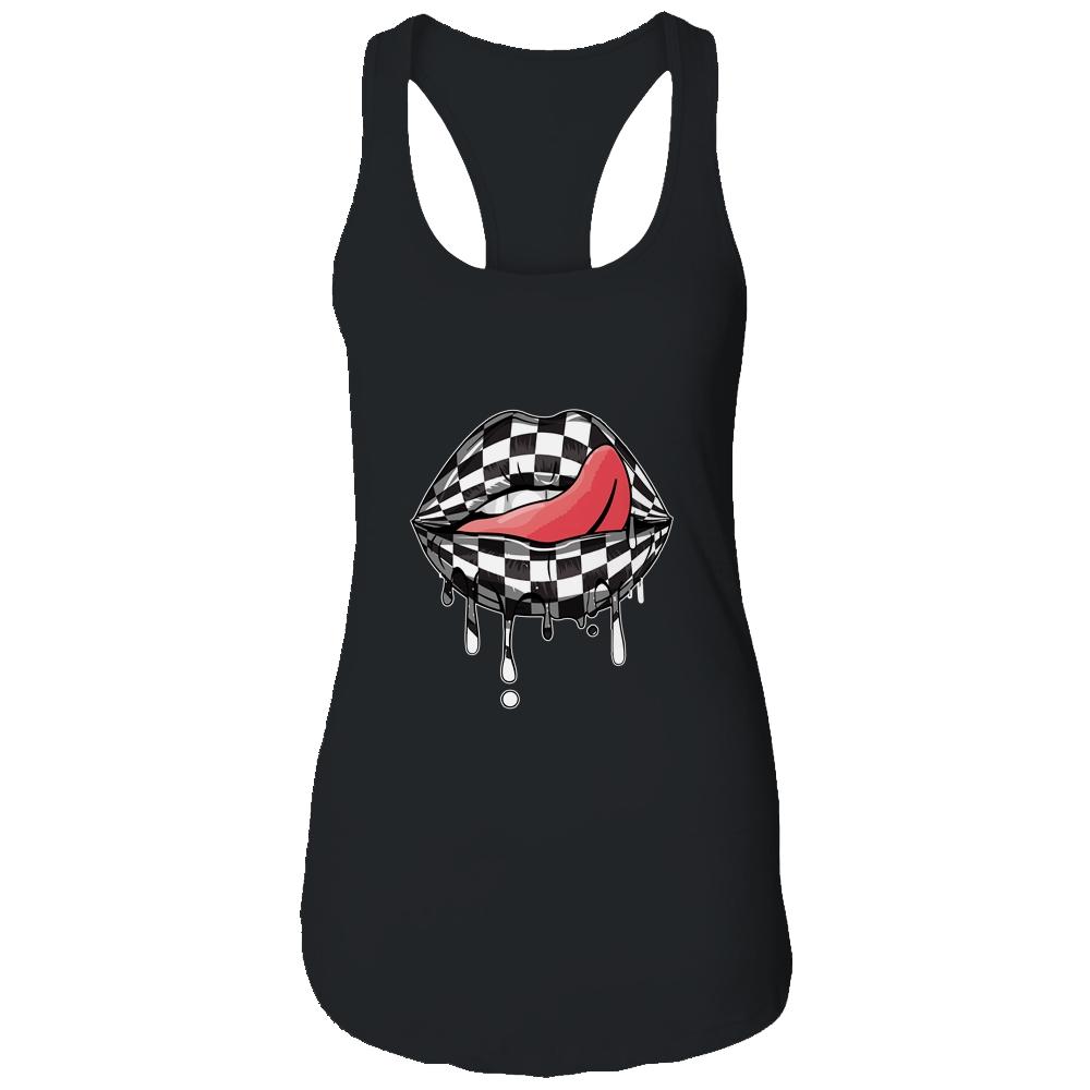 Funny Checkered Black White Lip Cute Checkerboard Women Shirt & Tank Top | Siriustee.com