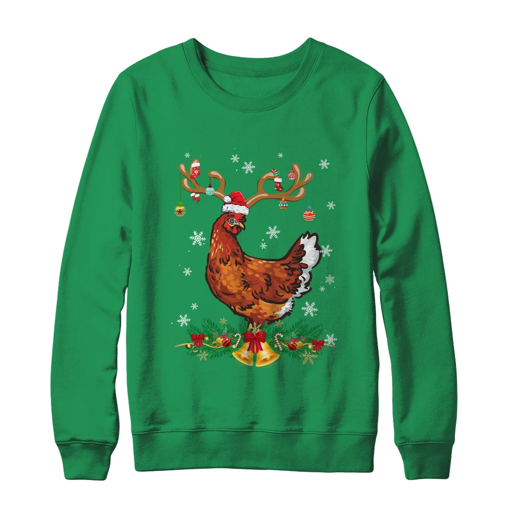 Funny Chicken Reindeer Lights Ornament Santa Christmas Xmas Shirt & Sweatshirt | siriusteestore