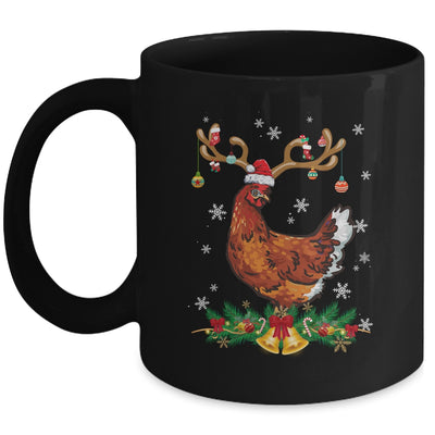 Funny Chicken Reindeer Lights Ornament Santa Christmas Xmas Mug | siriusteestore