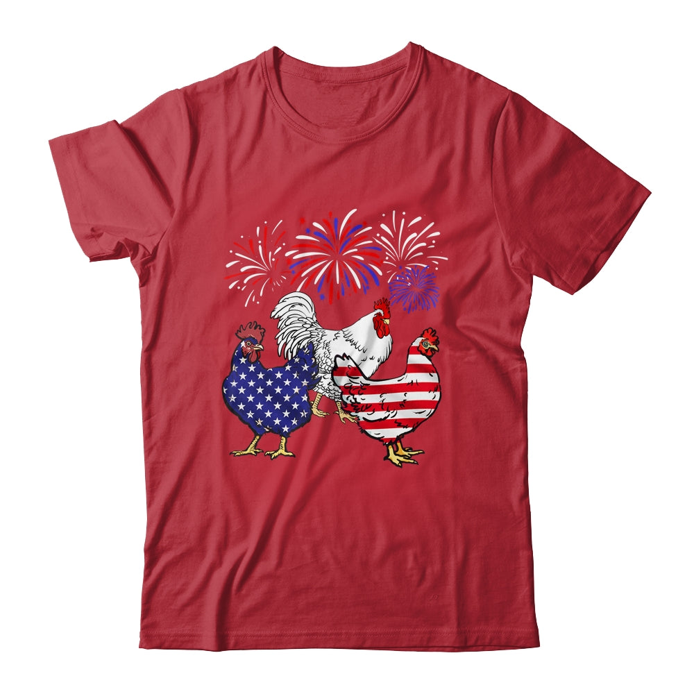 Funny Chickens American Flag Patriotic Farmer 4th Of July Shirt & Tank Top | siriusteestore